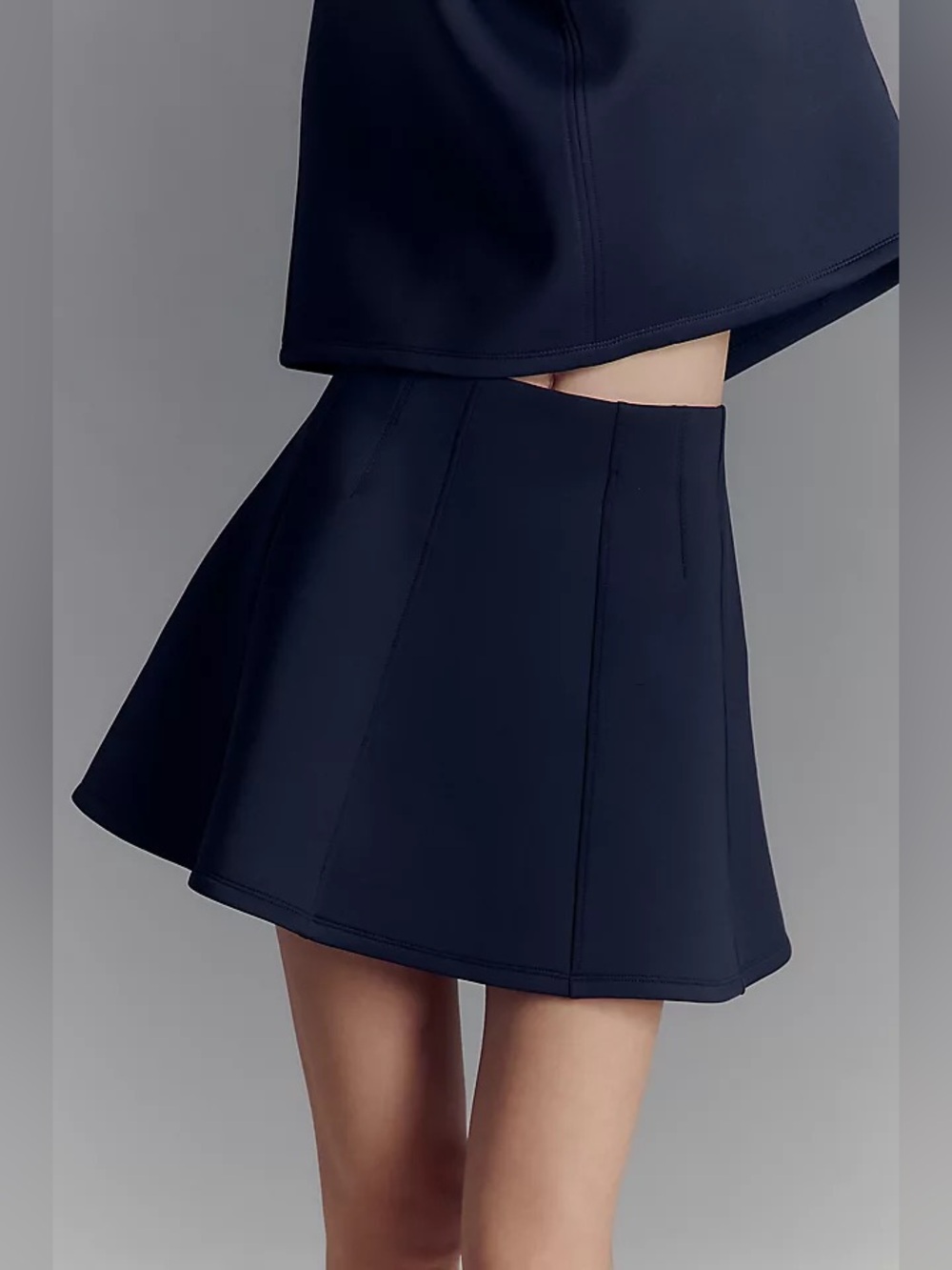 Anthropologie Navy Circle Skater Mini Skirt